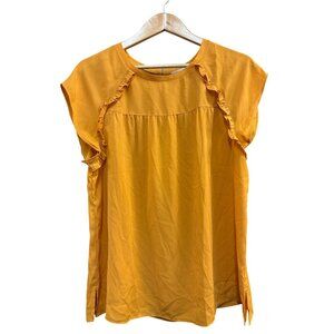 Loft Outlet Womens Mustard Ruffle Sleeve Blouse Size L